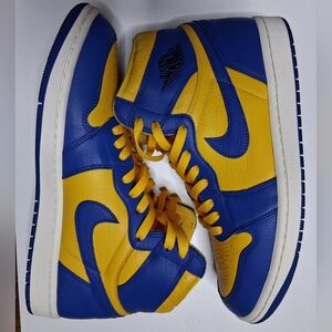 Blue and Yellow High-Top Air Jordan